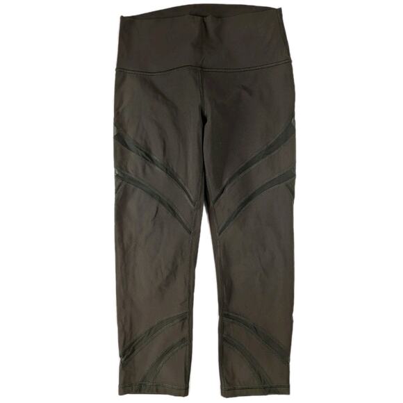 Lululemon Wunder Under High-Rise Crop 21” Mesh Dark Olive Color Size 8 - Picture 2 of 7